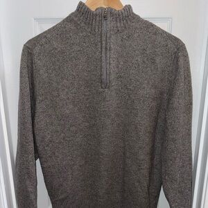 Enzo Mantovani 100% Wool 1/4 Zip Pullover Sweater Mens L Grey Preppy Warm Casual